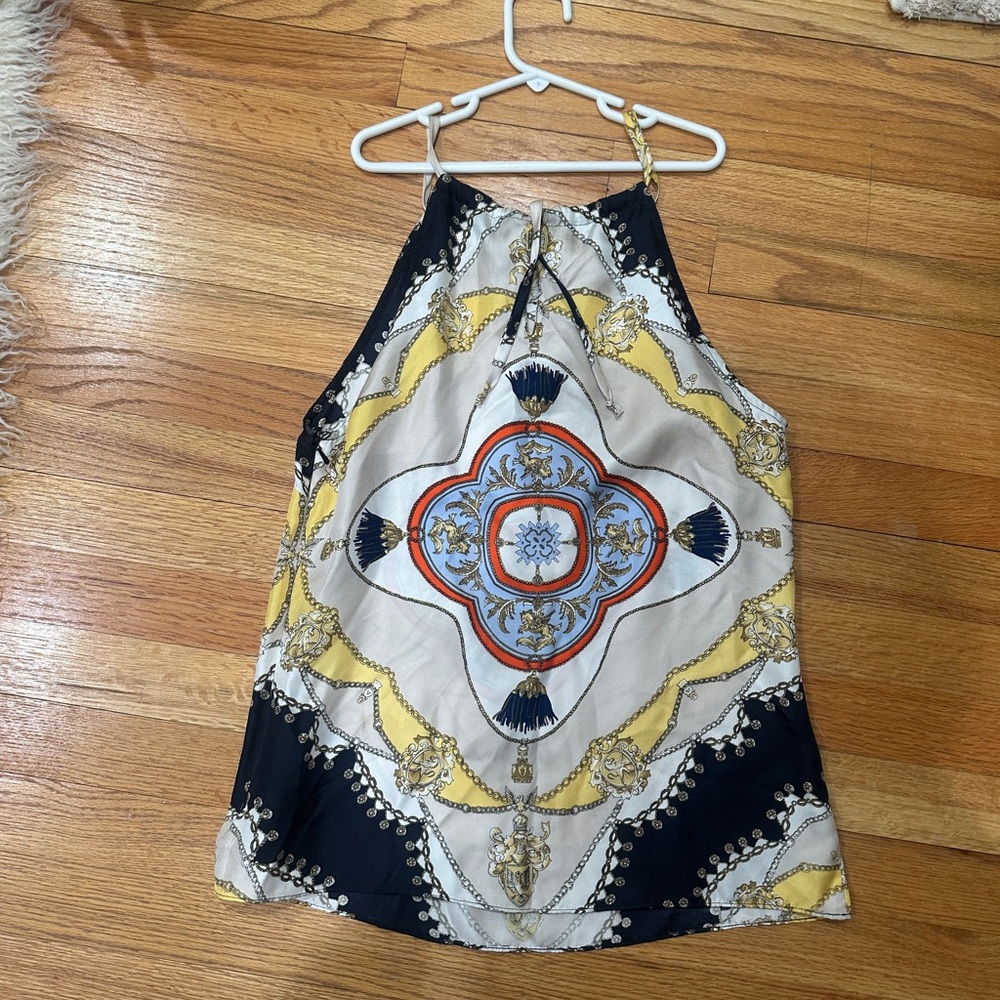 100% Silk Hanker-chief mosaic print tank